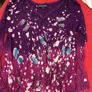 Long sleeve purple butterfly shirt